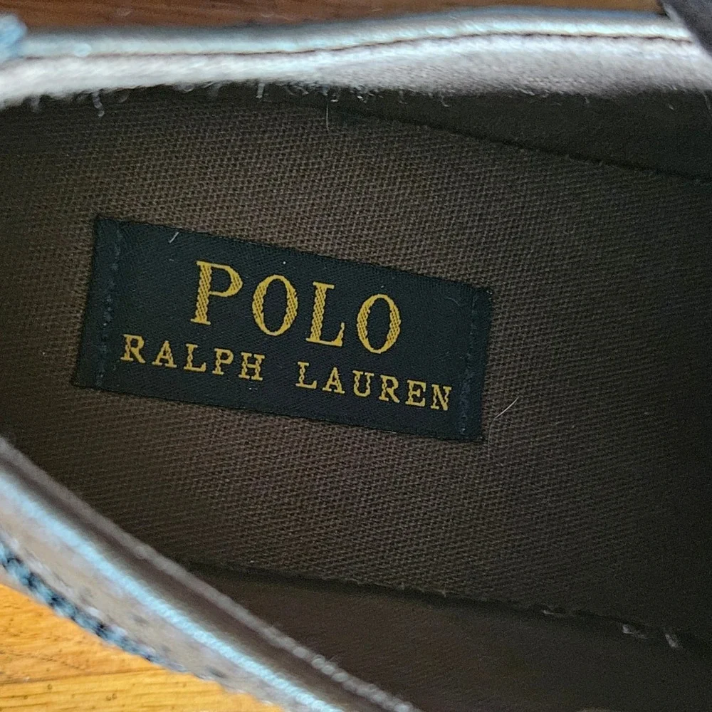 Polo Ralph Lauren Alek Oxford Sneakers Kids Brown Leather Brogue‎ Shoes Size 3